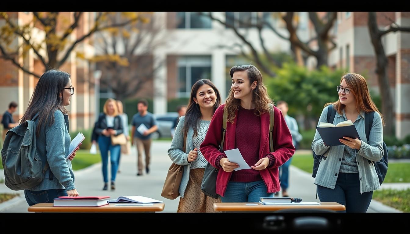 Students studying together in modern classroom
