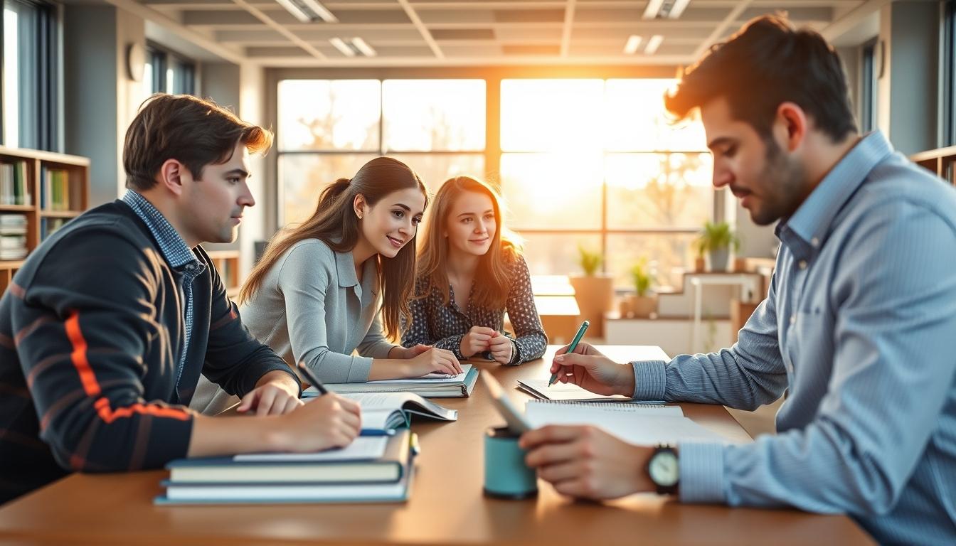 Student using learning strategies while studying